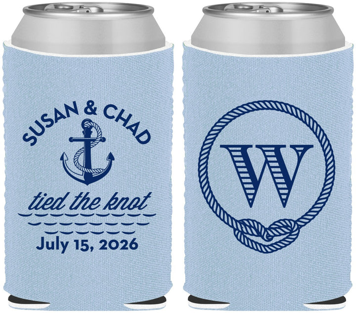 Custom Wedding Neoprene Can Coolers - Monogram Nautical | 226