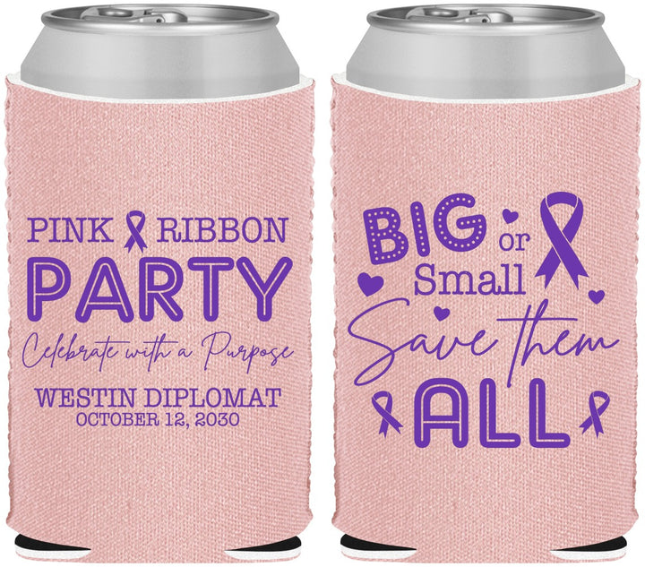 Custom Awareness Neoprene Can Coolers - Pink Ribbon | 230004