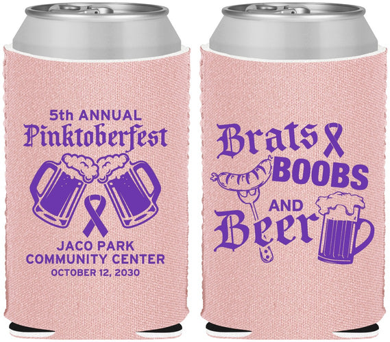 Custom Awareness Neoprene Can Coolers - Brats Boobs Beer | 230012