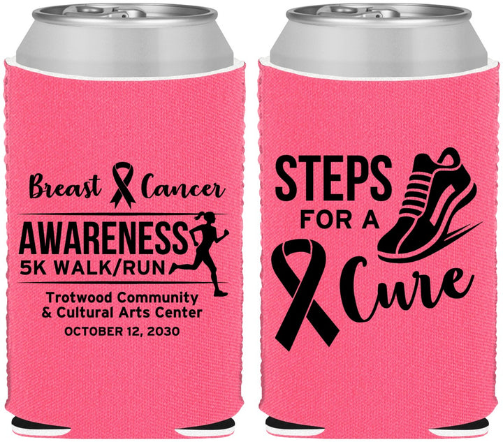 Custom Awareness Neoprene Can Coolers - Steps For A Cure | 230014