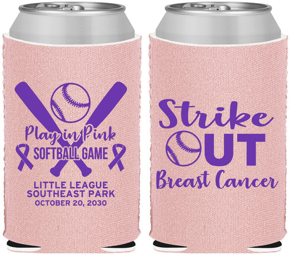 Custom Awareness Neoprene Can Coolers - Baseball Strick Out | 230016