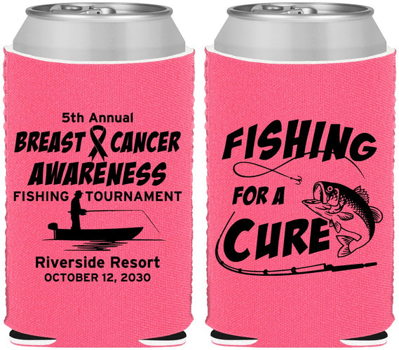 Custom Awareness Neoprene Can Coolers - Fishing For A Cure | 230018