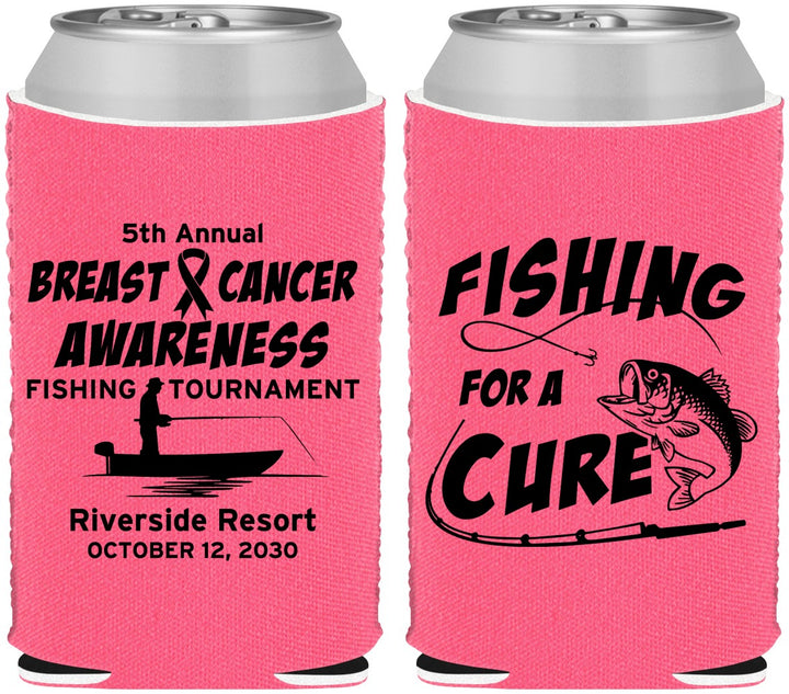 Custom Awareness Neoprene Can Coolers - Fishing For A Cure | 230018