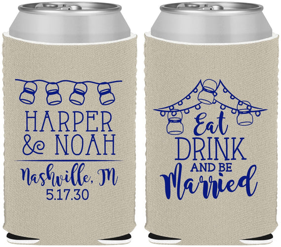 Custom Wedding Neoprene Can Coolers - Eat Drink Be Married | 235