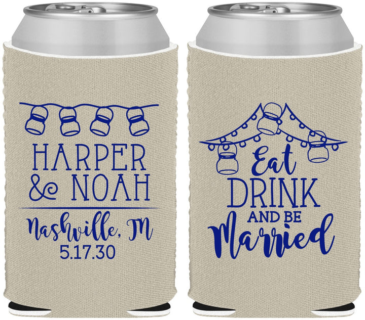 Custom Wedding Neoprene Can Coolers - Eat Drink Be Married | 235