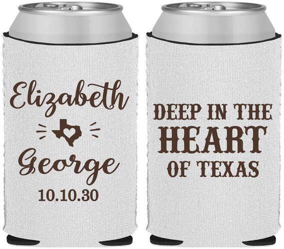 Custom Wedding Neoprene Can Coolers - Deep In The Heart Of Texas | 237
