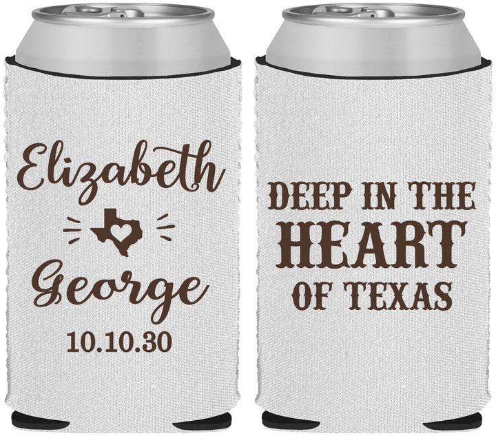 Custom Wedding Neoprene Can Coolers - Deep In The Heart Of Texas | 237