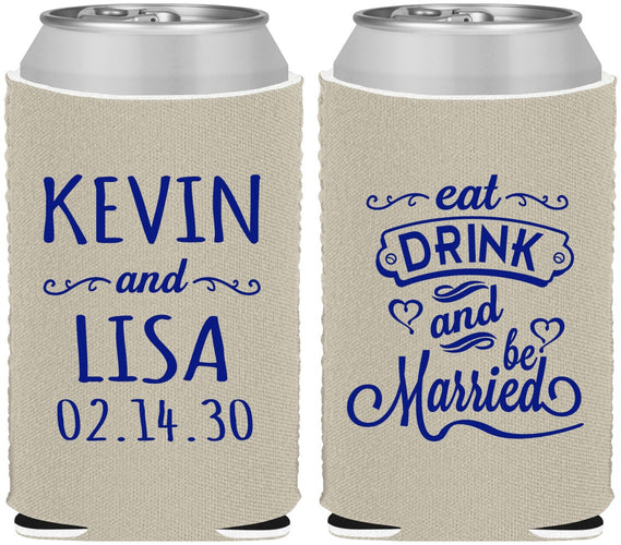Custom Wedding Neoprene Can Coolers - Eat Drink Be Married | 239