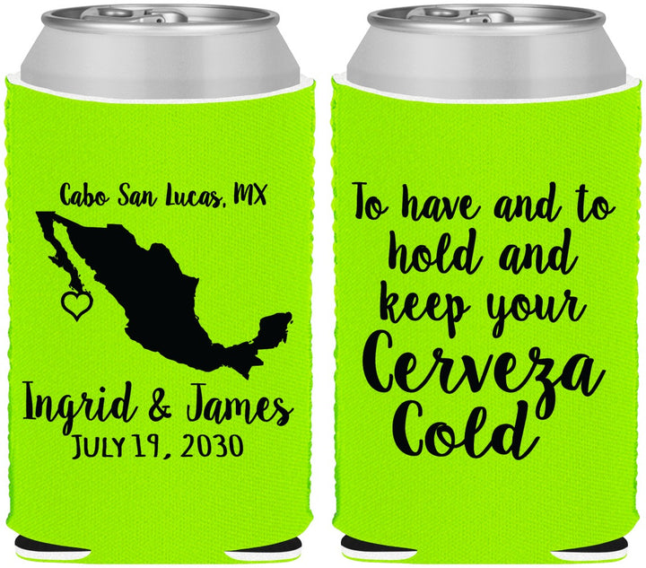 Custom Wedding Neoprene Can Coolers - Cerveza Mexico | 240