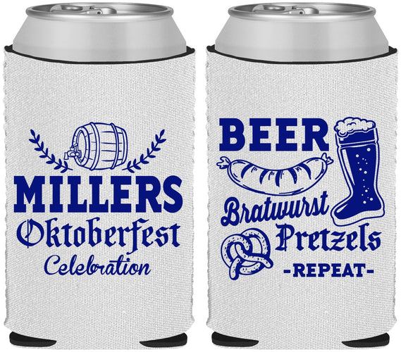 Custom Oktoberfest Neoprene Can Coolers - Bratwurst Pretzels | 240007
