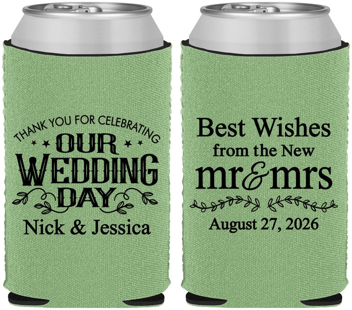 Custom Wedding Neoprene Can Coolers - Best Wishes Mr And Mrs | 242