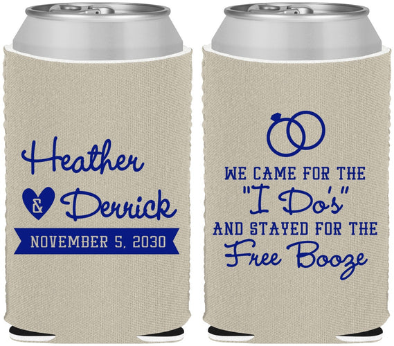 Custom Wedding Neoprene Can Coolers - I Do Free Booze | 243