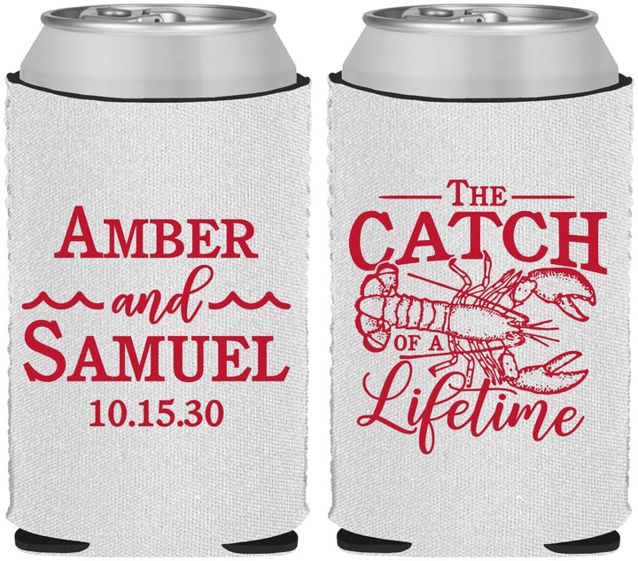 Custom Wedding Neoprene Can Coolers - Catch Of A Lifetime Lobster | 245