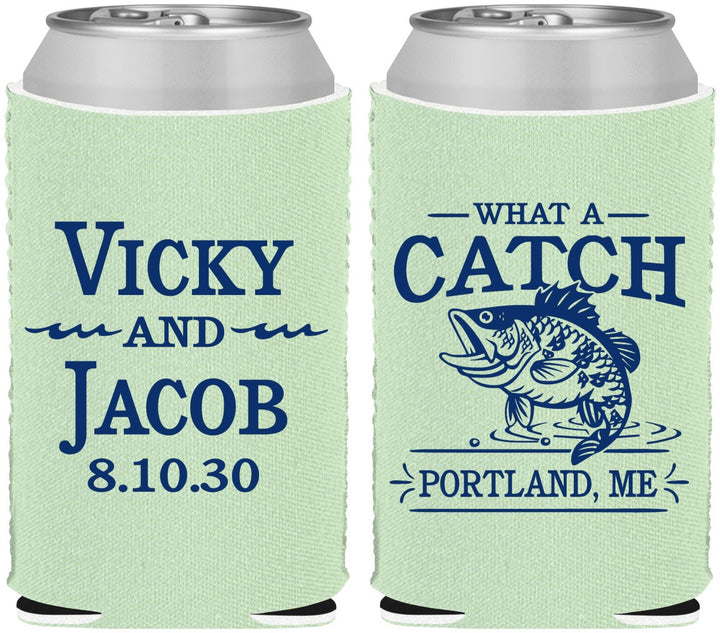 Custom Wedding Neoprene Can Coolers - What A Catch Fish | 247
