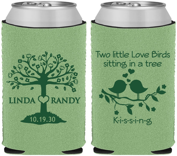 Custom Wedding Neoprene Can Coolers - Two Little Love Birds | 249