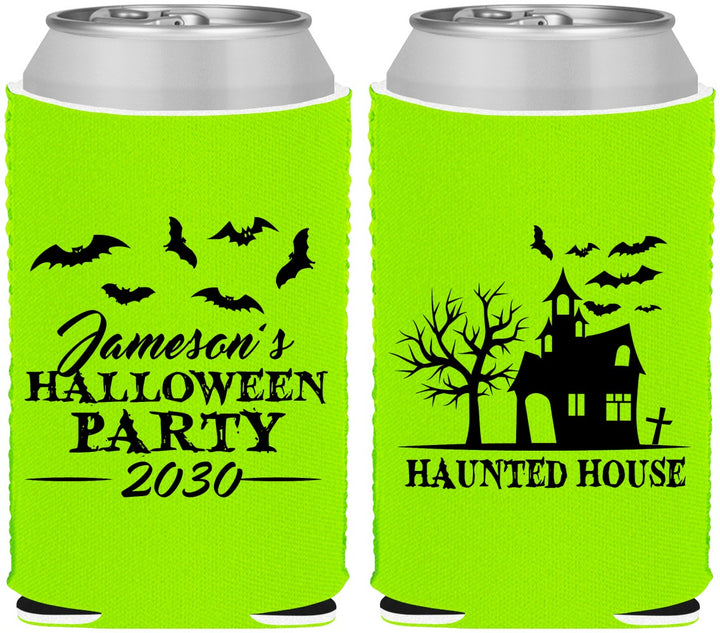 Custom Halloween Neoprene Can Coolers - Haunted House | 250006