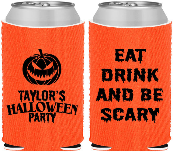 Custom Halloween Neoprene Can Coolers - Scary Pumpkin | 250008