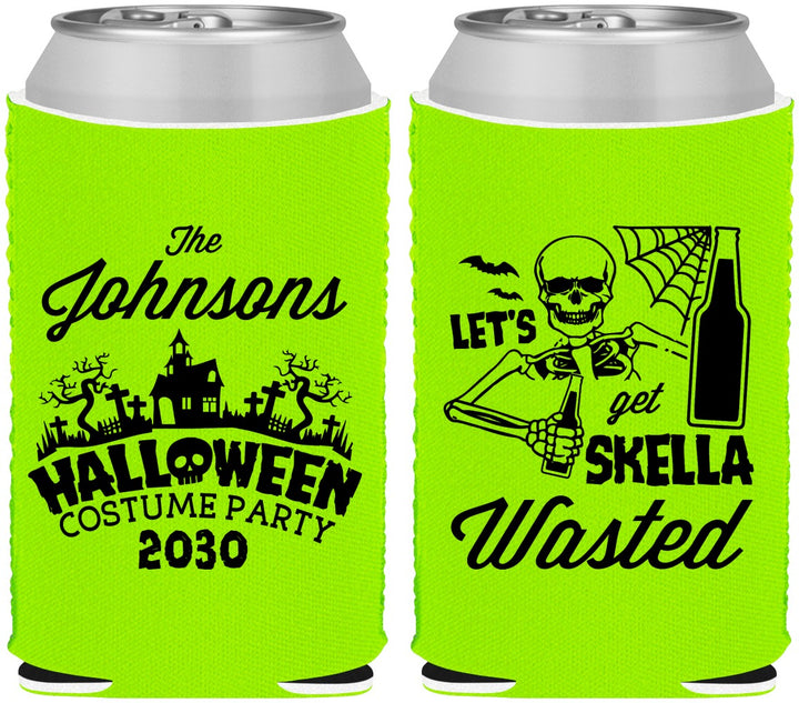 Custom Halloween Neoprene Can Coolers - Skellawasted Skeleton | 250014