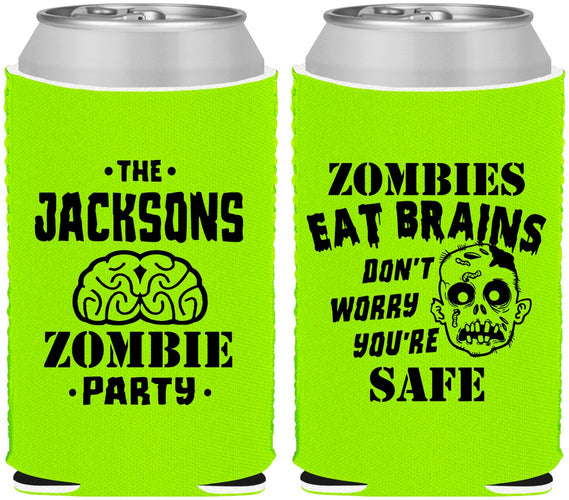 Custom Halloween Neoprene Can Coolers - Zombie Brain | 250026
