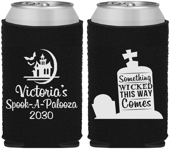 Custom Halloween Neoprene Can Coolers - Haunted House | 250031