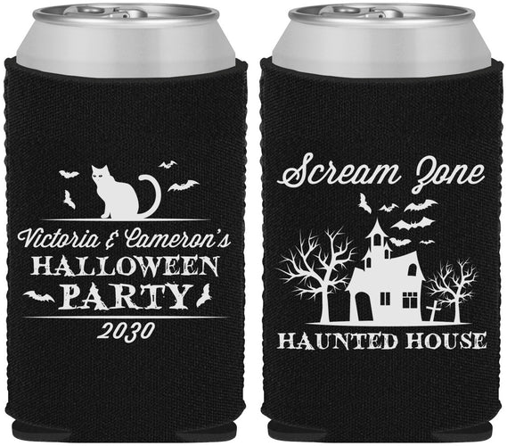 Custom Halloween Neoprene Can Coolers - Haunted House | 250071
