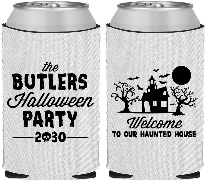 Custom Halloween Neoprene Can Coolers - Haunted House | 250073