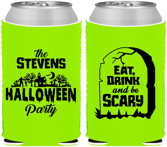Custom Halloween Neoprene Can Coolers - Eat Drink Be Scary | 250074