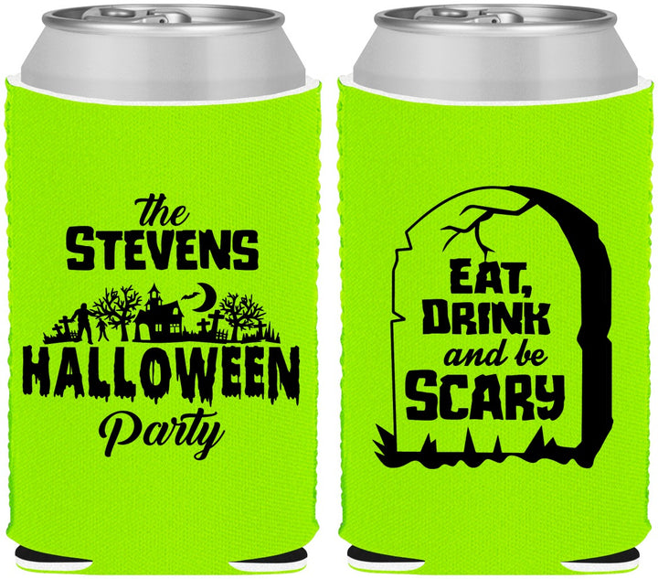 Custom Halloween Neoprene Can Coolers - Eat Drink Be Scary | 250074