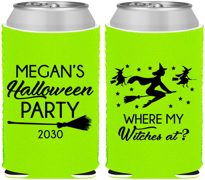 Custom Halloween Neoprene Can Coolers - Where My Witches At | 250086