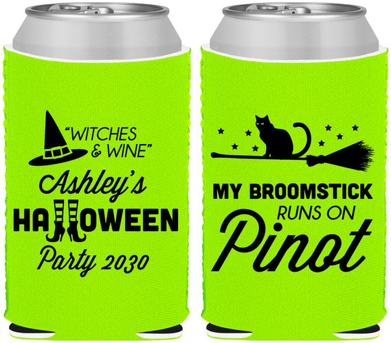 Custom Halloween Neoprene Can Coolers - Witch Broomstick | 250098