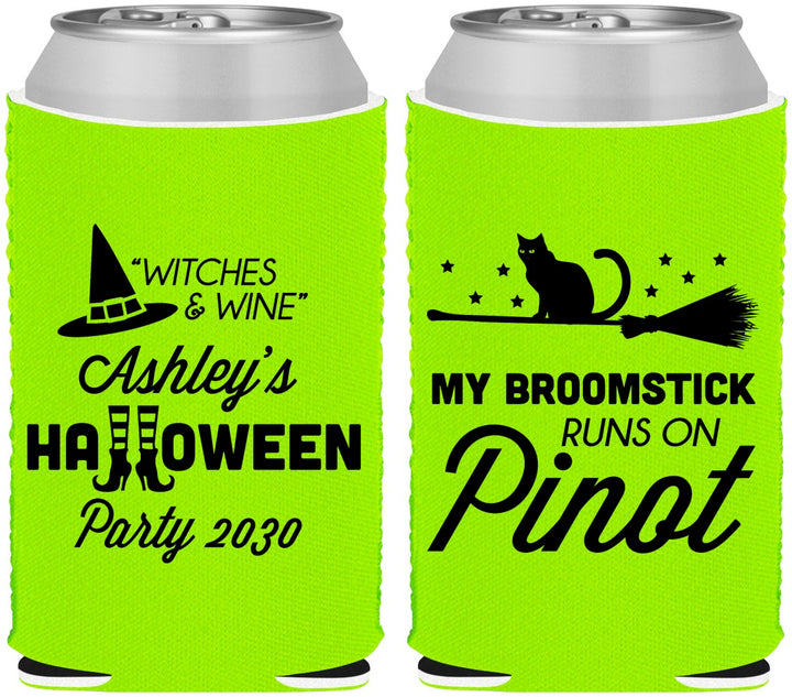 Custom Halloween Neoprene Can Coolers - Witch Broomstick | 250098