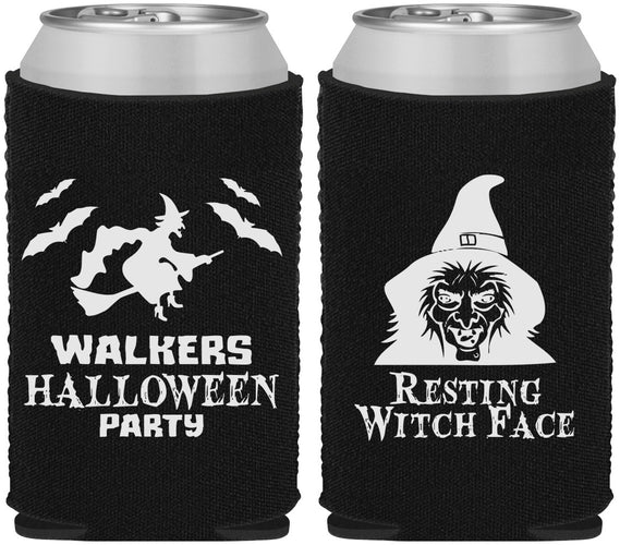 Custom Halloween Neoprene Can Coolers - Resting Witch Face | 250099