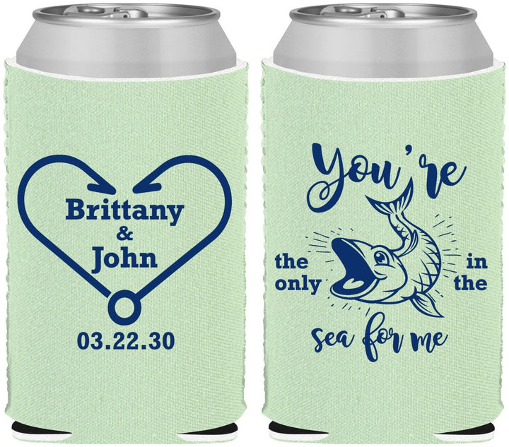 Custom Wedding Neoprene Can Coolers - Fish In The Sea For Me | 254