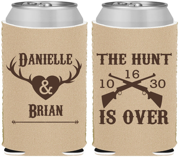 Custom Wedding Neoprene Can Coolers - The Hunt Is Ove | 258