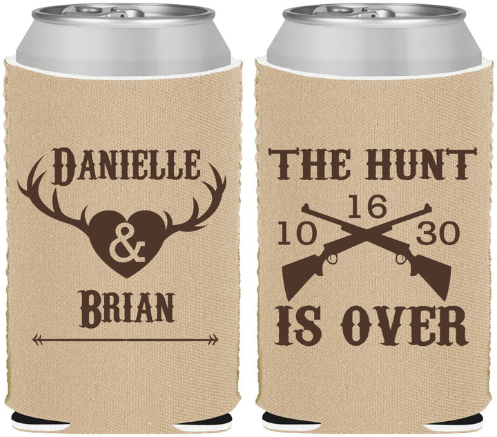 Custom Wedding Neoprene Can Coolers - The Hunt Is Ove | 258