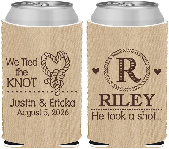 Custom Wedding Neoprene Can Coolers - We Tied The Knot | 260
