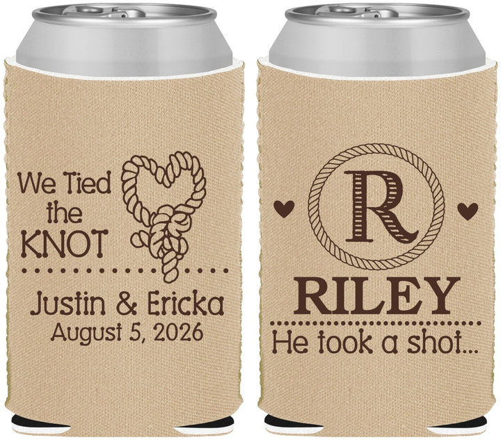 Custom Wedding Neoprene Can Coolers - We Tied The Knot | 260
