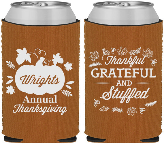 Custom Thanksgiving Neoprene Can Coolers - Grateful And Stuffed | 260000