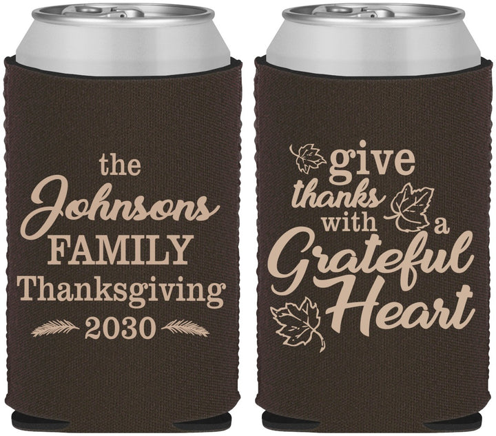 Custom Thanksgiving Neoprene Can Coolers - Grateful | 260006