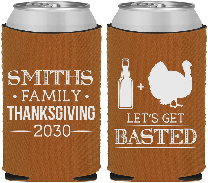 Custom Thanksgiving Neoprene Can Coolers - Lets Get Basted | 260008