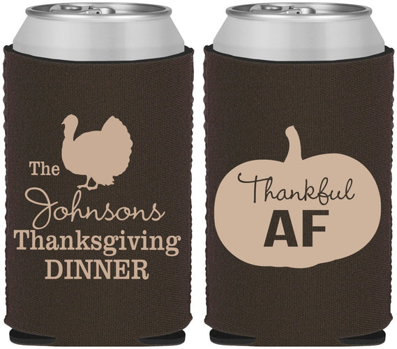 Custom Thanksgiving Neoprene Can Coolers - Thankful Af | 260026