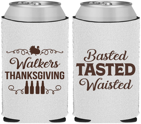 Custom Thanksgiving Neoprene Can Coolers - Basted Tasted Waisted | 260027