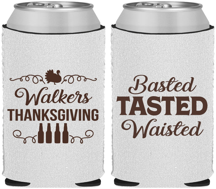Custom Thanksgiving Neoprene Can Coolers - Basted Tasted Waisted | 260027