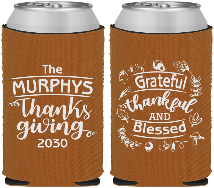 Custom Thanksgiving Neoprene Can Coolers - Grateful Blessed | 260028