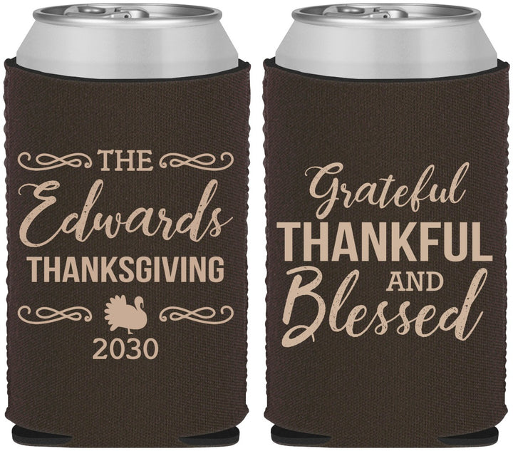 Custom Thanksgiving Neoprene Can Coolers - Grateful Blessed | 260030