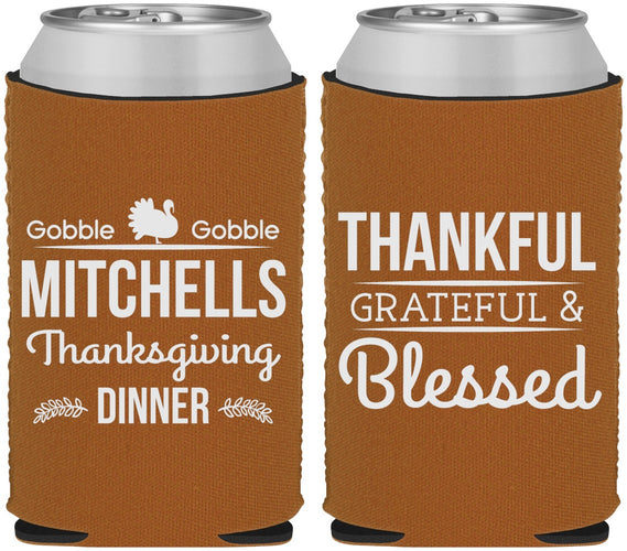 Custom Thanksgiving Neoprene Can Coolers - Thankful Blessed | 260032