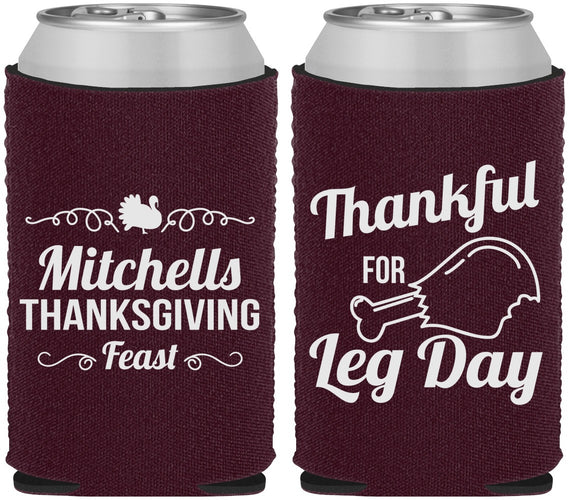 Custom Thanksgiving Neoprene Can Coolers - Leg Day | 260033