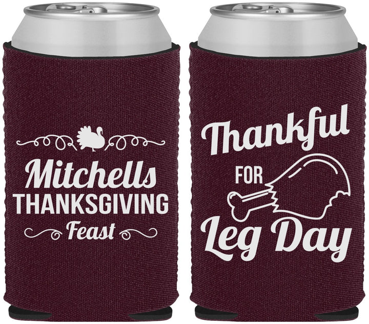 Custom Thanksgiving Neoprene Can Coolers - Leg Day | 260033