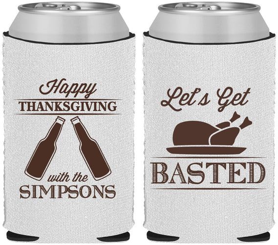 Custom Thanksgiving Neoprene Can Coolers - Lets Get Basted | 260039