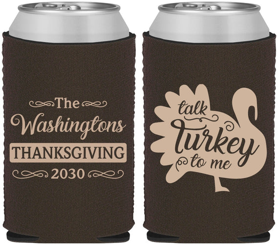 Custom Thanksgiving Neoprene Can Coolers - Talk Turkey To Me | 260046
